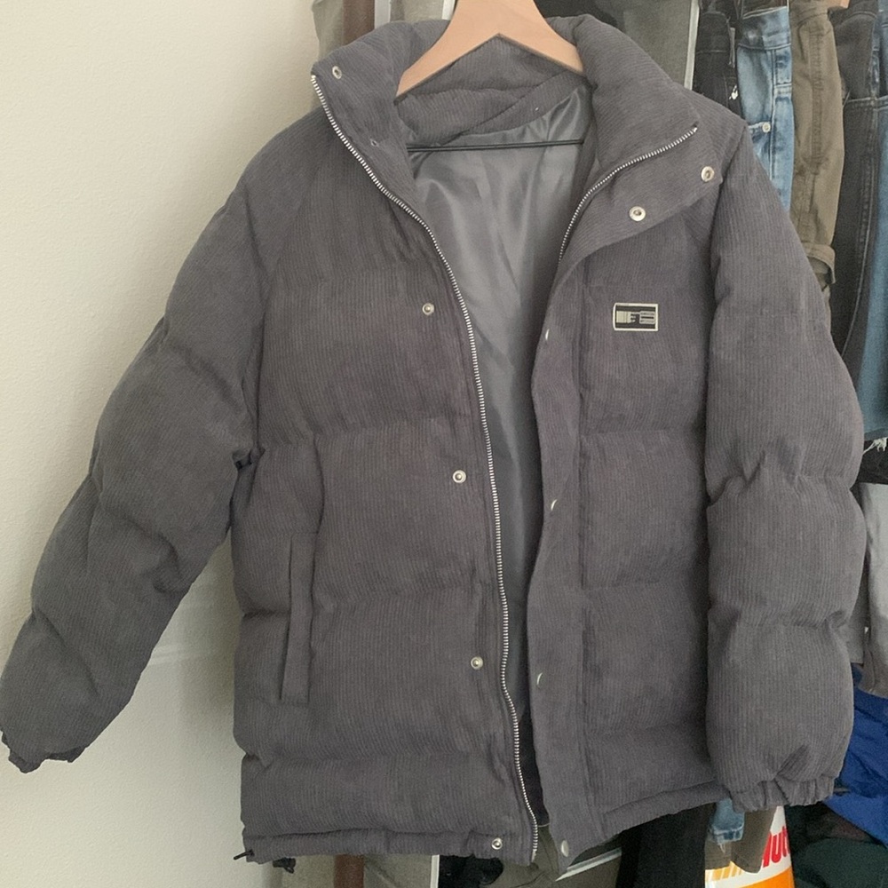Corduroy dark grey winter bomber coat